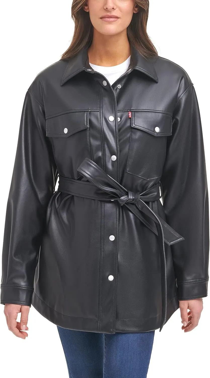 Levi's Women's Faux Leather Belted Shirt Jacket (Standard & Plus Sizes)
