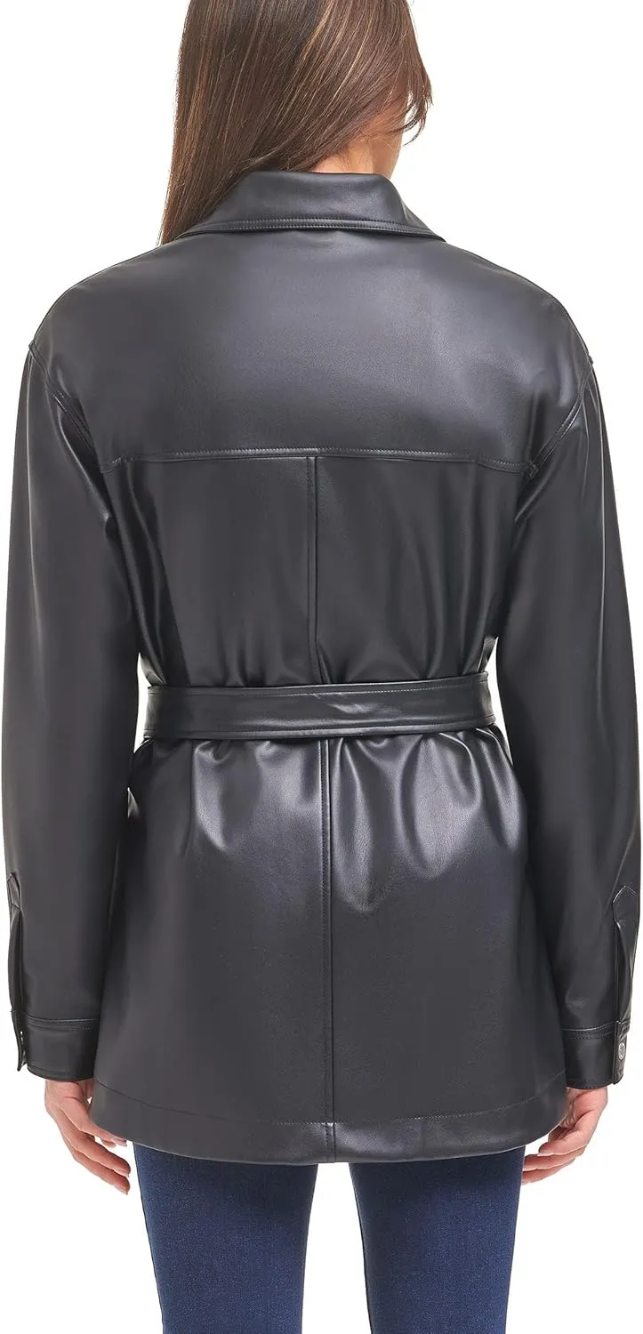 Levi's Women's Faux Leather Belted Shirt Jacket (Standard & Plus Sizes)