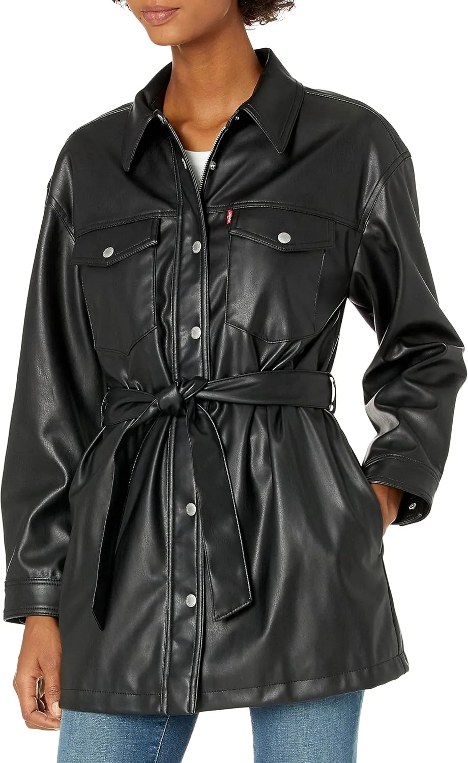 Levi's Women's Faux Leather Belted Shirt Jacket (Standard & Plus Sizes)