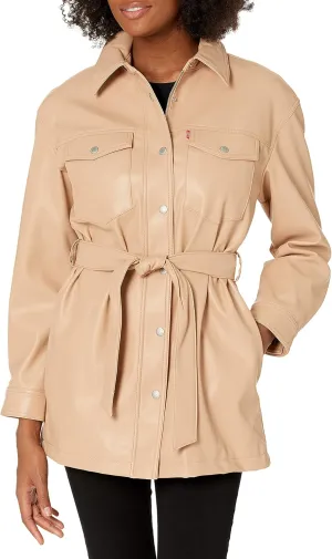 Levi's Women's Faux Leather Belted Shirt Jacket (Standard & Plus Sizes)