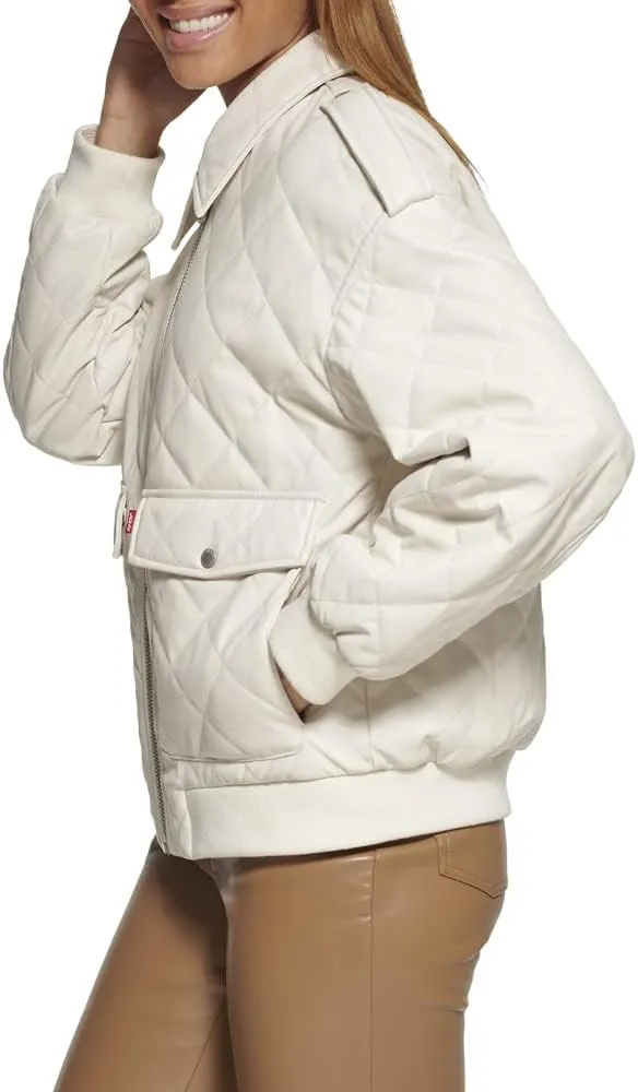 Levi's Women's Faux Leather Dad Bomber Jacket