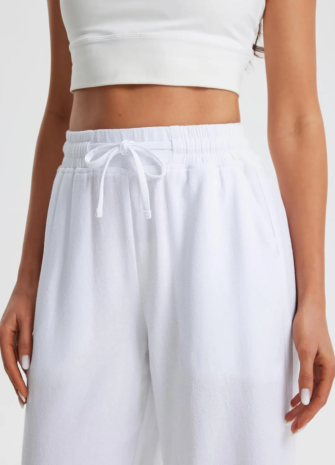 Libin Linen Pants Women Wide Leg Casual Beach Pants Cotton Linen Summer Lounge Pants Travel Work Trousers with Pockets