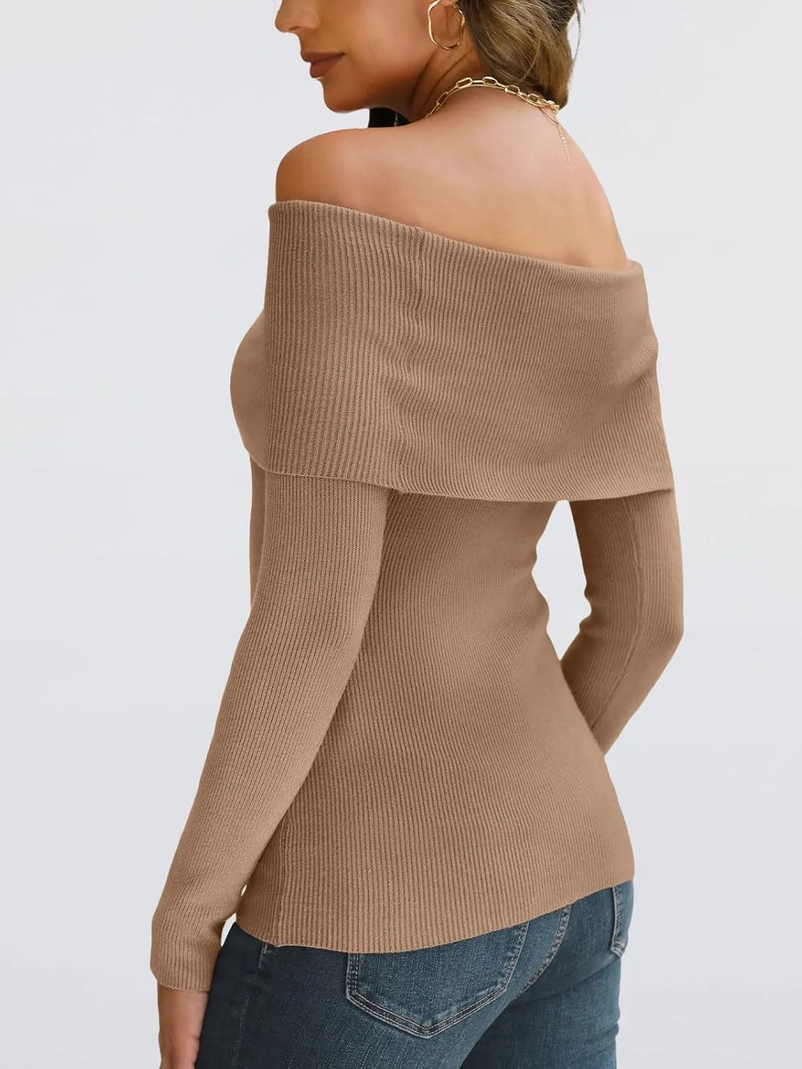 LILLUSORY Womens Off The Shoulder Sweater Fall Long Sleeve Going Out Y2k Tops Winter Date Night Outfits
