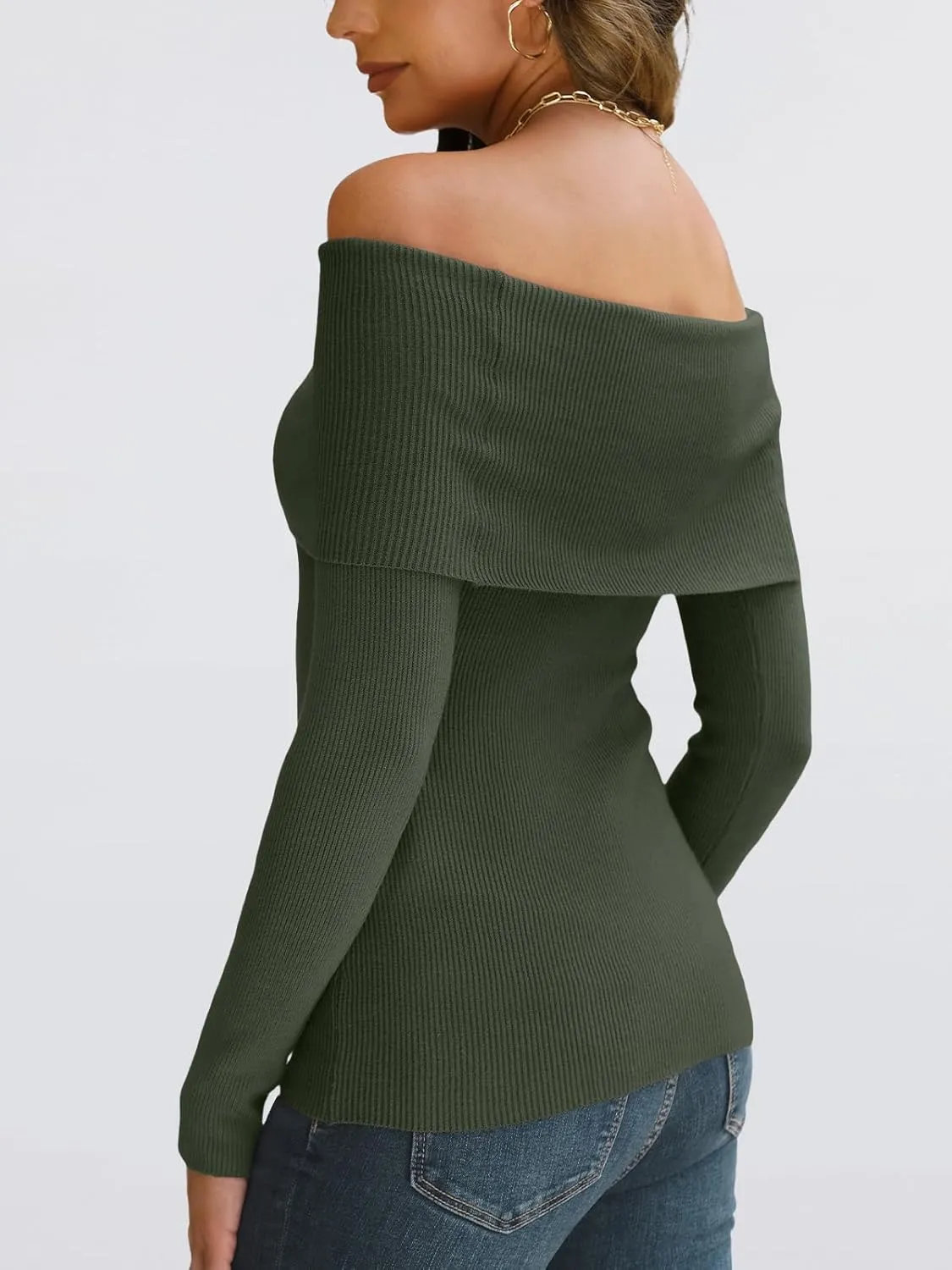 LILLUSORY Womens Off The Shoulder Sweater Fall Long Sleeve Going Out Y2k Tops Winter Date Night Outfits