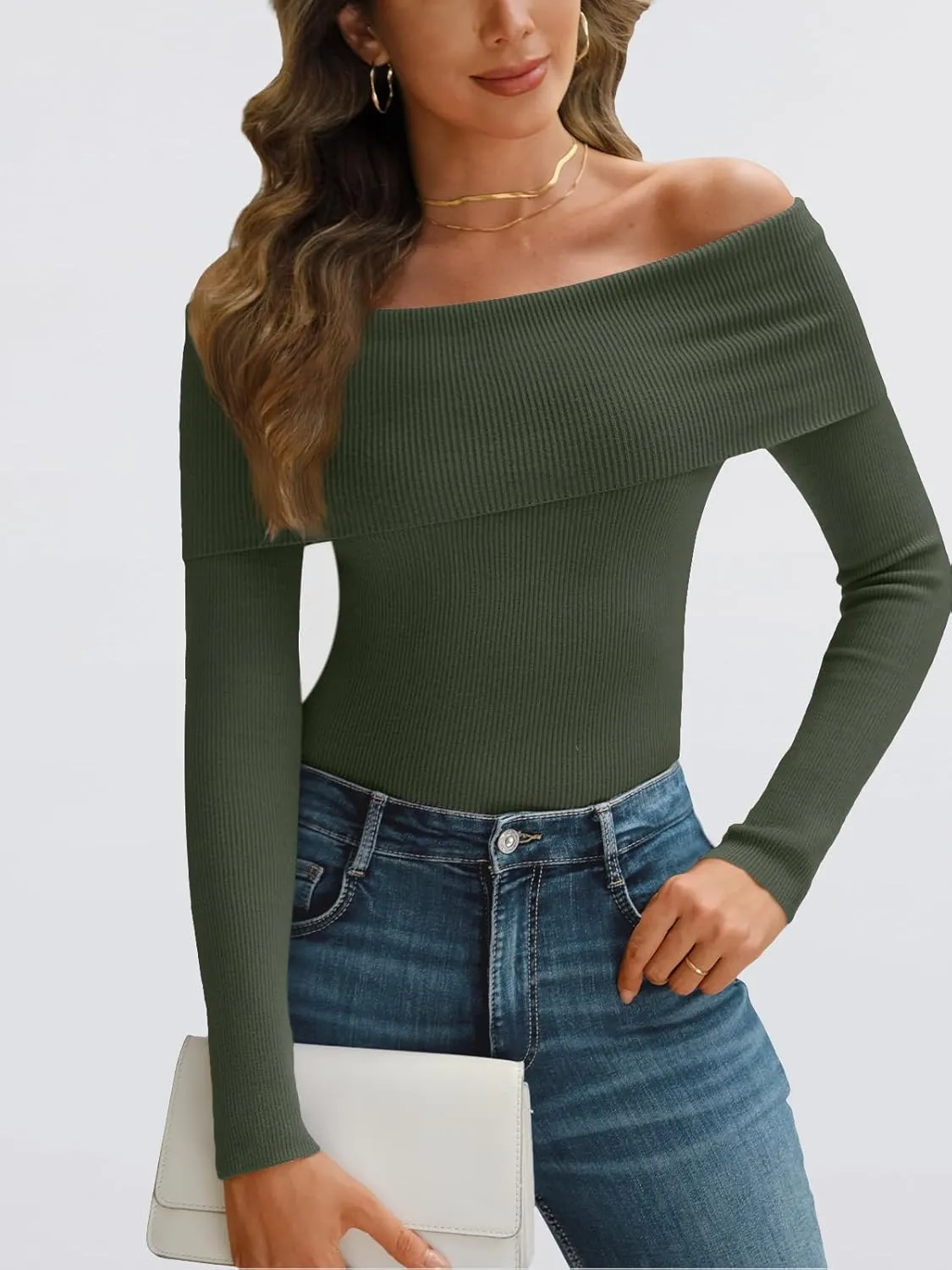 LILLUSORY Womens Off The Shoulder Sweater Fall Long Sleeve Going Out Y2k Tops Winter Date Night Outfits