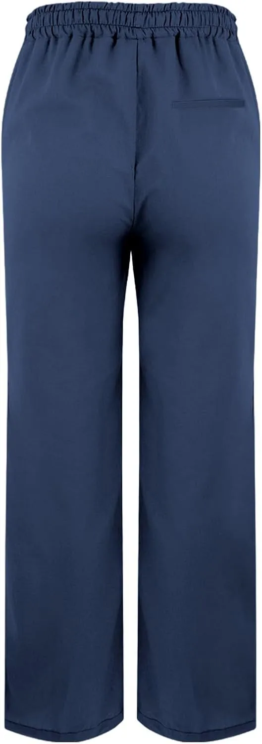 Linen Pants Women 2025 Summer Casual Elastic Waist Straight Leg Lounge Pant Plus Size Loose Drawstring Beach Trousers