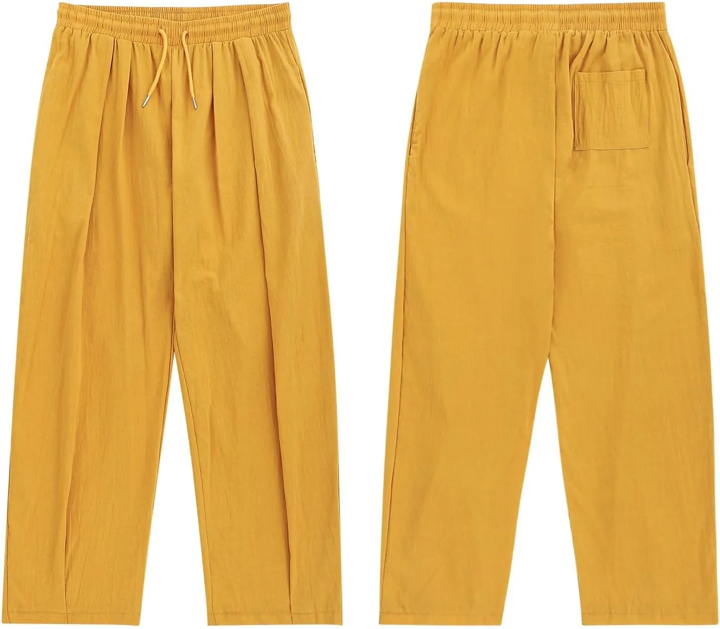Linen Pants Women 2025 Summer Drawstring Elastic Waist Lightweight Palazzo Pants Baggy Comfy Vacation Trouser with Pockets