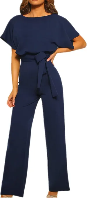 Lisa Colly Women's Summer Casual Solid Short Sleeve Wide Leg Jumpsuits Rompers Overalls Party Club Pants