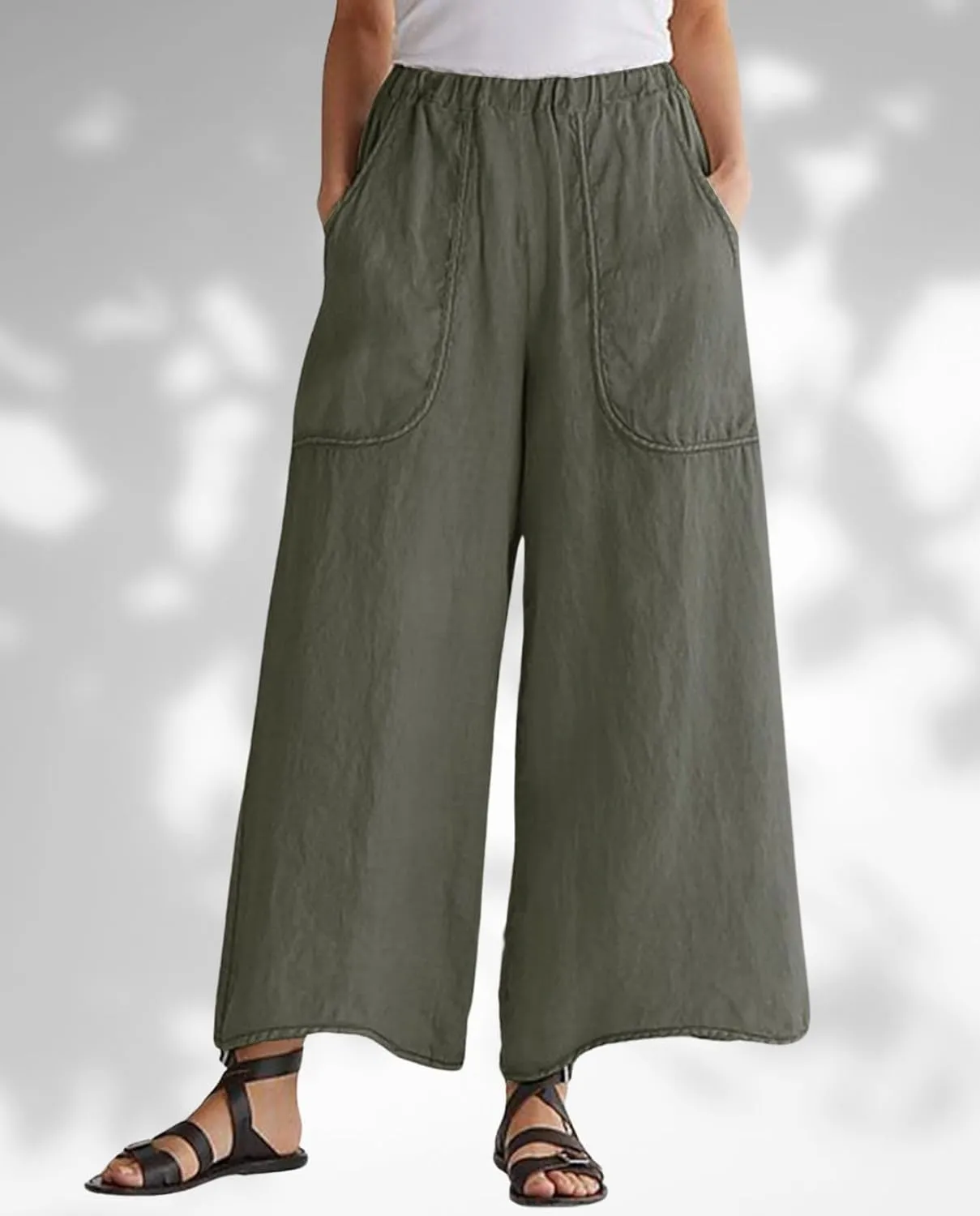 Long Pants for Womens High Waisted Straight Wide Leg Trousers Casual Loose Elastic Waist Palazzo Pants