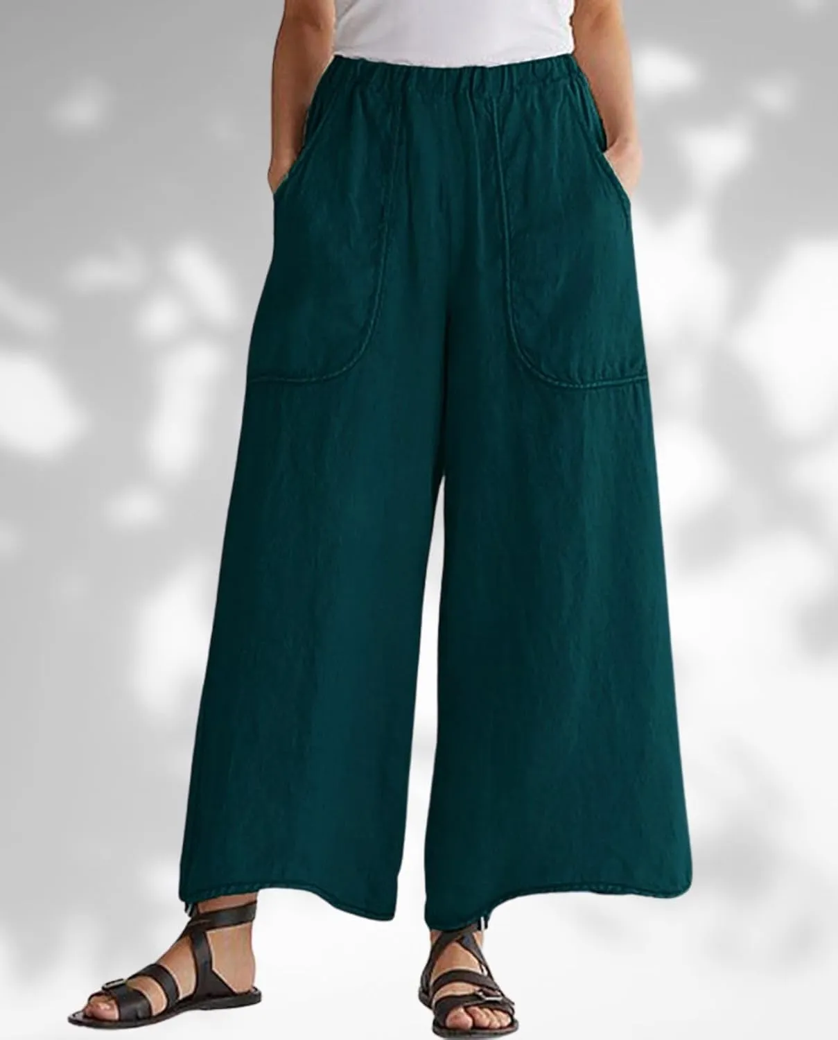 Long Pants for Womens High Waisted Straight Wide Leg Trousers Casual Loose Elastic Waist Palazzo Pants