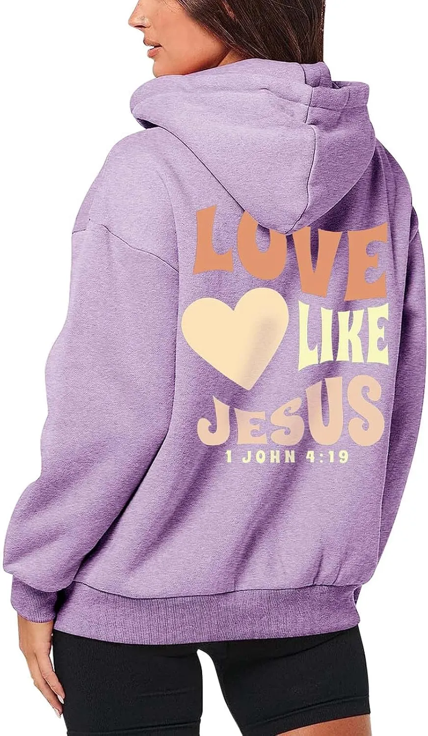 Love Like Jesus Zip Up Christian Hoodies for Women Bible Verse Graphic Y2K Hooded Sweatshirt Coat Fall Fashion Comfort Hoodie