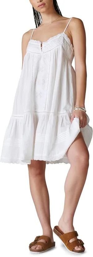Lucky Brand Women's Drop Waist Embroidered Mini Dress