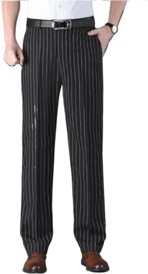 Maiyifu-GJ Men's Slim Striped Casual Tapered Pant Pinstripe Wrinkle Resistant Suit Pant Lightweight Business Dress Trousers