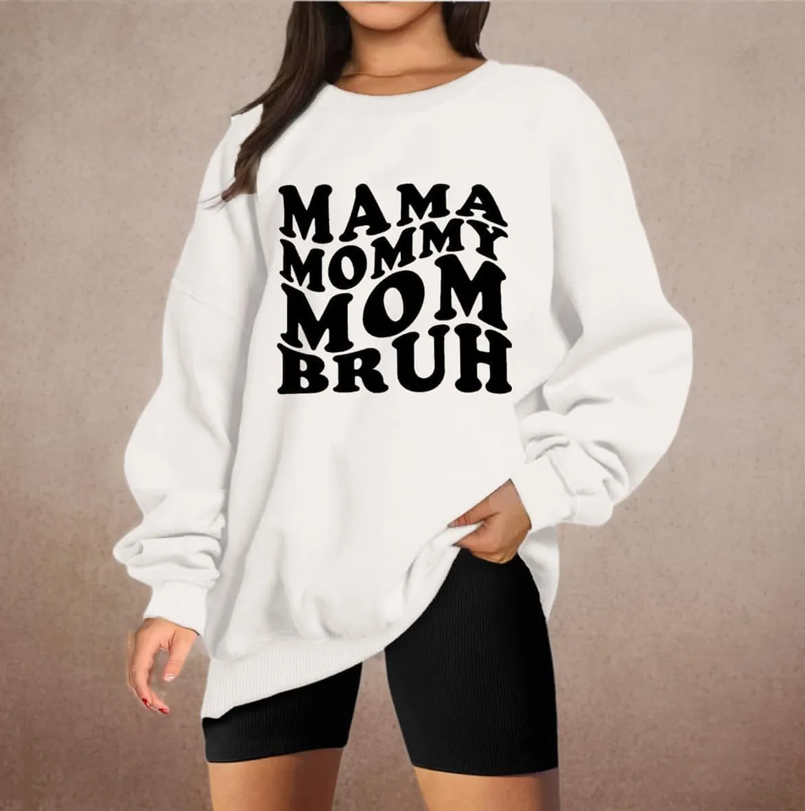 Mama Sweatshirt for Women Mom Life Mama Mommy Mom Bruh Letter Print Long Sleeve Loose Oversized Pullover Tops