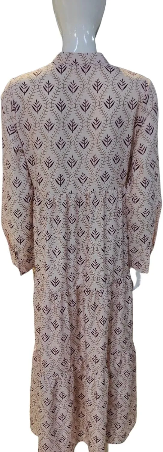MARSVOVO Women's Floral Print Boho Maxi Dress Long Sleeve Mock Neck High Waist Casual Comfort Beach Flowy Tunic Dress