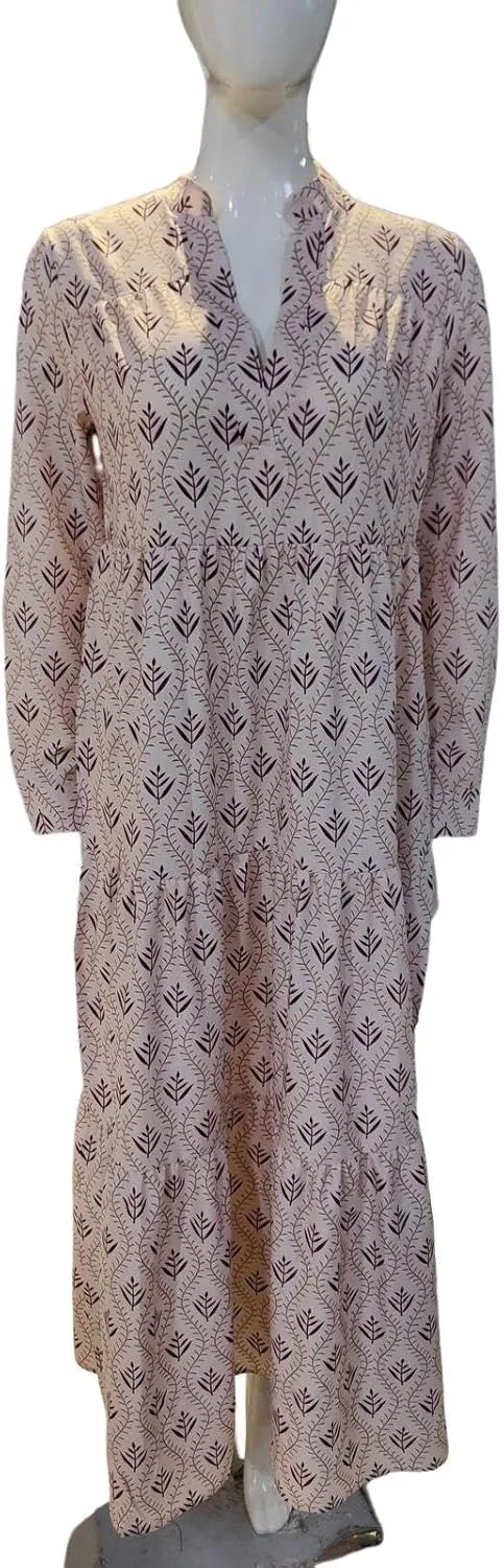 MARSVOVO Women's Floral Print Boho Maxi Dress Long Sleeve Mock Neck High Waist Casual Comfort Beach Flowy Tunic Dress
