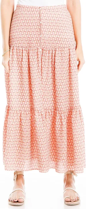 Max Studio Women's Button Front Tiered Midi Skirt