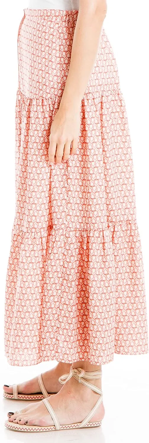 Max Studio Women's Button Front Tiered Midi Skirt