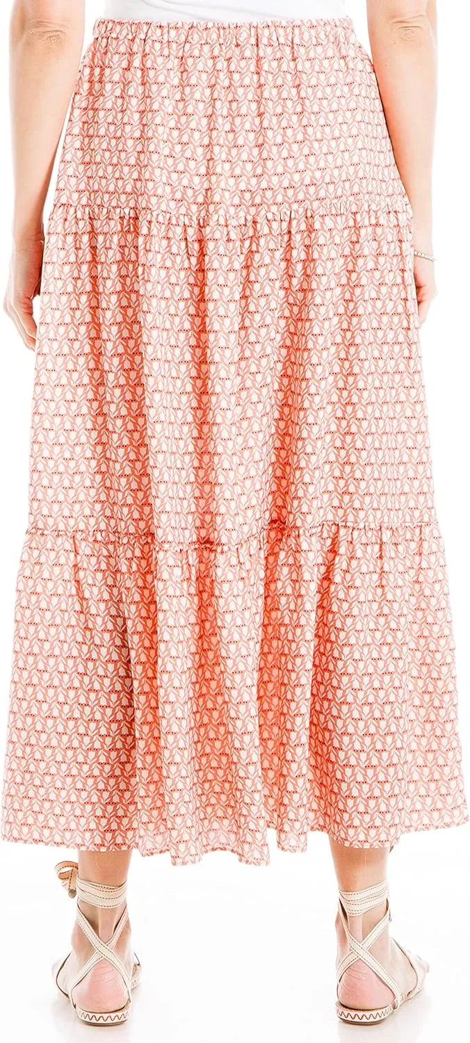 Max Studio Women's Button Front Tiered Midi Skirt