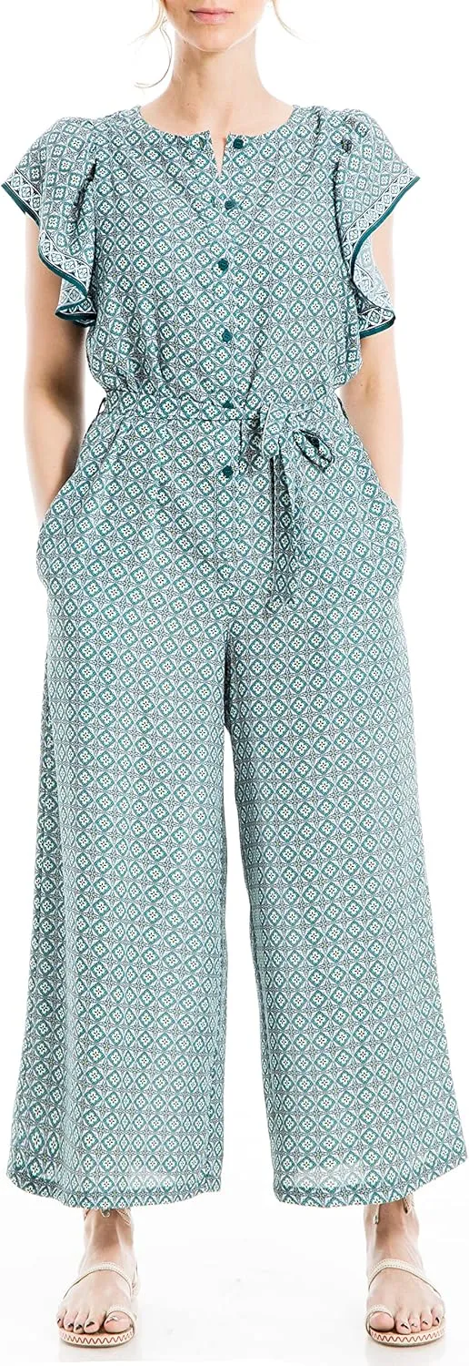 Max Studio womens Crepe Flutter Sleeve Jumpsuit