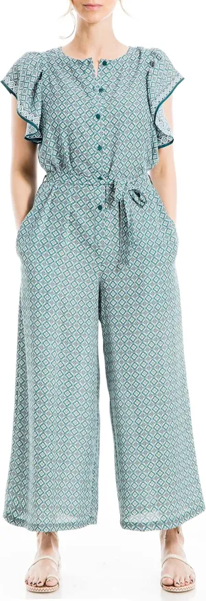 Max Studio womens Crepe Flutter Sleeve Jumpsuit