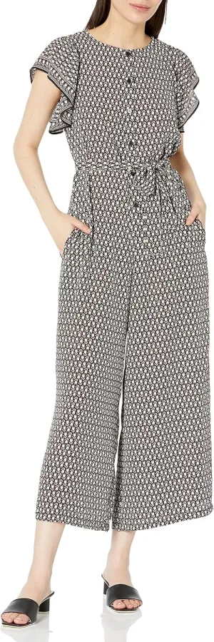 Max Studio womens Crepe Flutter Sleeve Jumpsuit