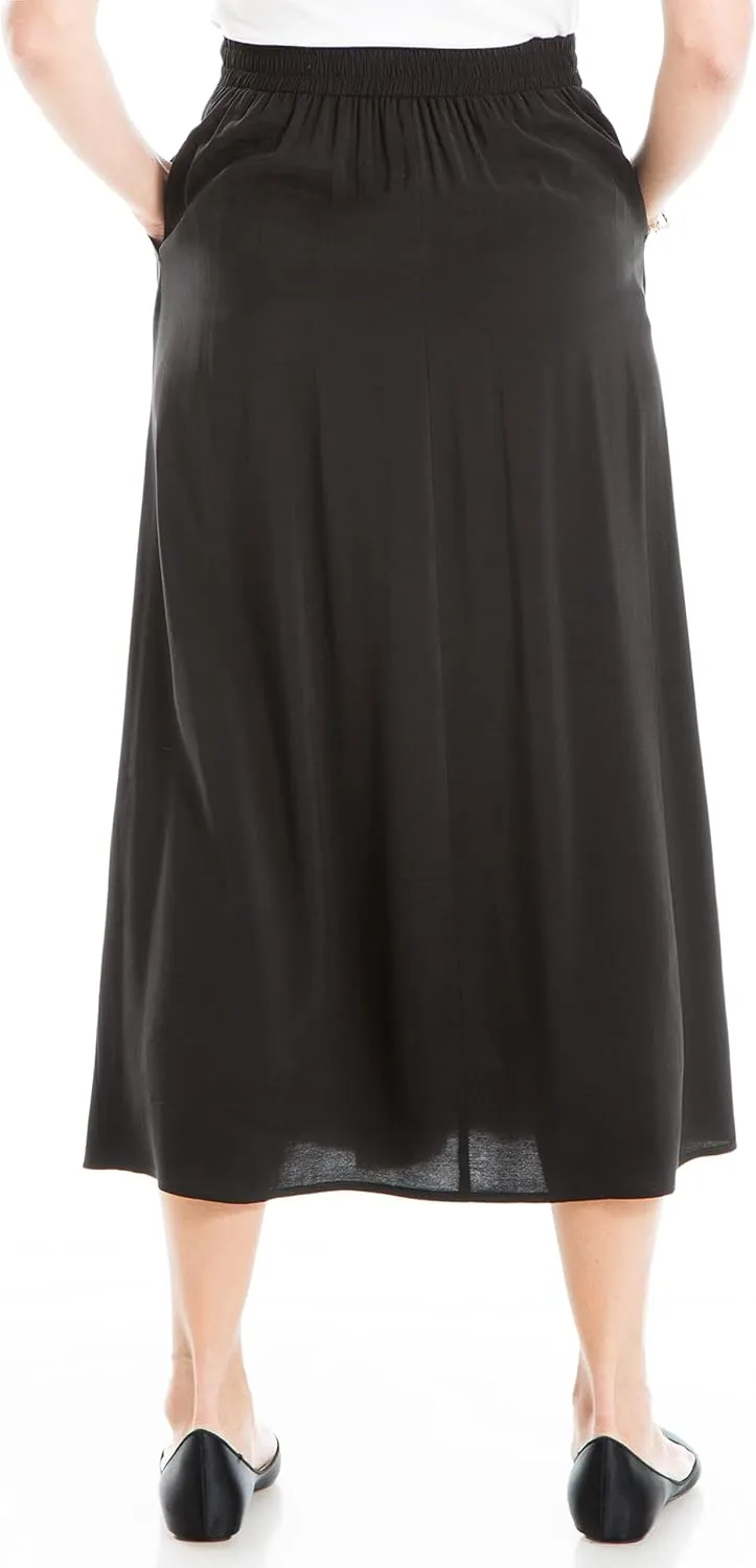 Max Studio Women's Maxi Skirt with Pockets and Front Inverted Pleat