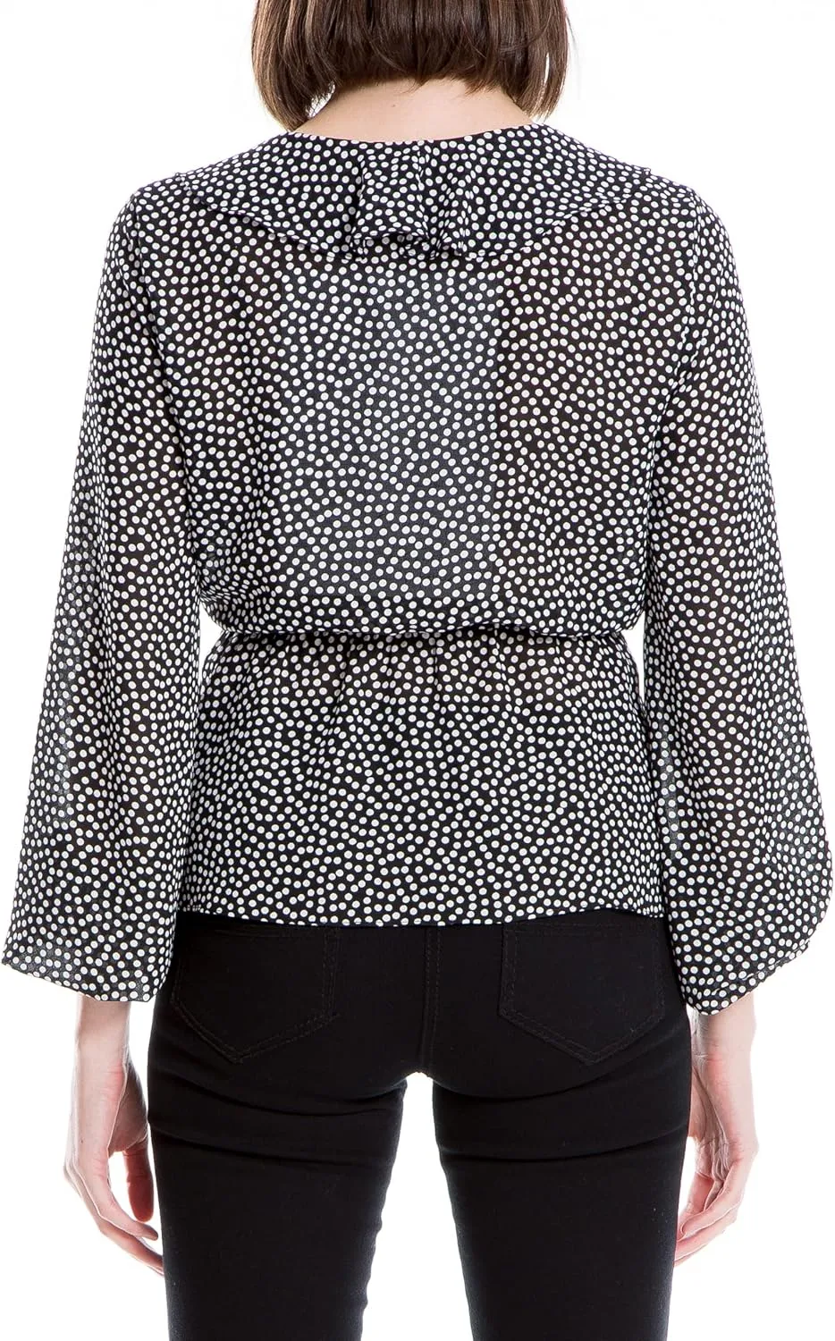 Max Studio Women's Plus Size Long Sleeve Wrap Ruffle Front Top