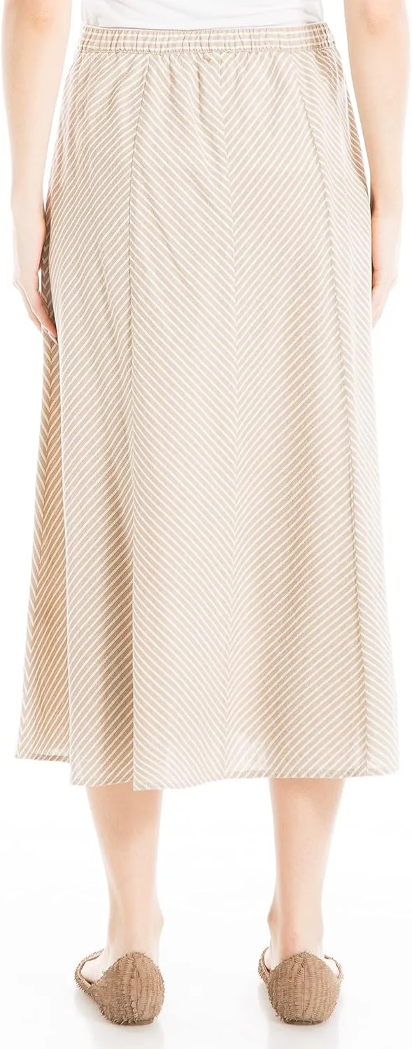 Max Studio Women's Yarn Dye Linen Skirt with Buttons