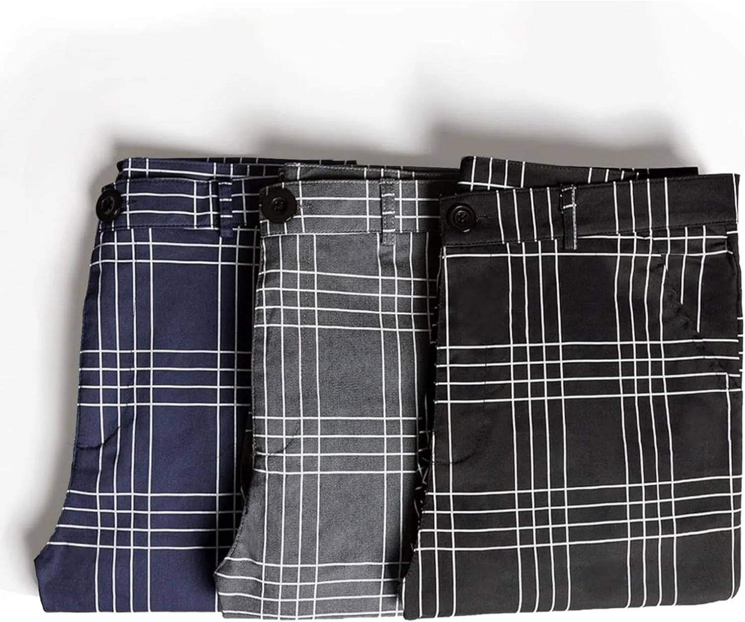 Men Checked Printed Dress Pants Plaid Casual Slim Fit Stretch Pant Stylish Flat Front Business Pencil Trousers