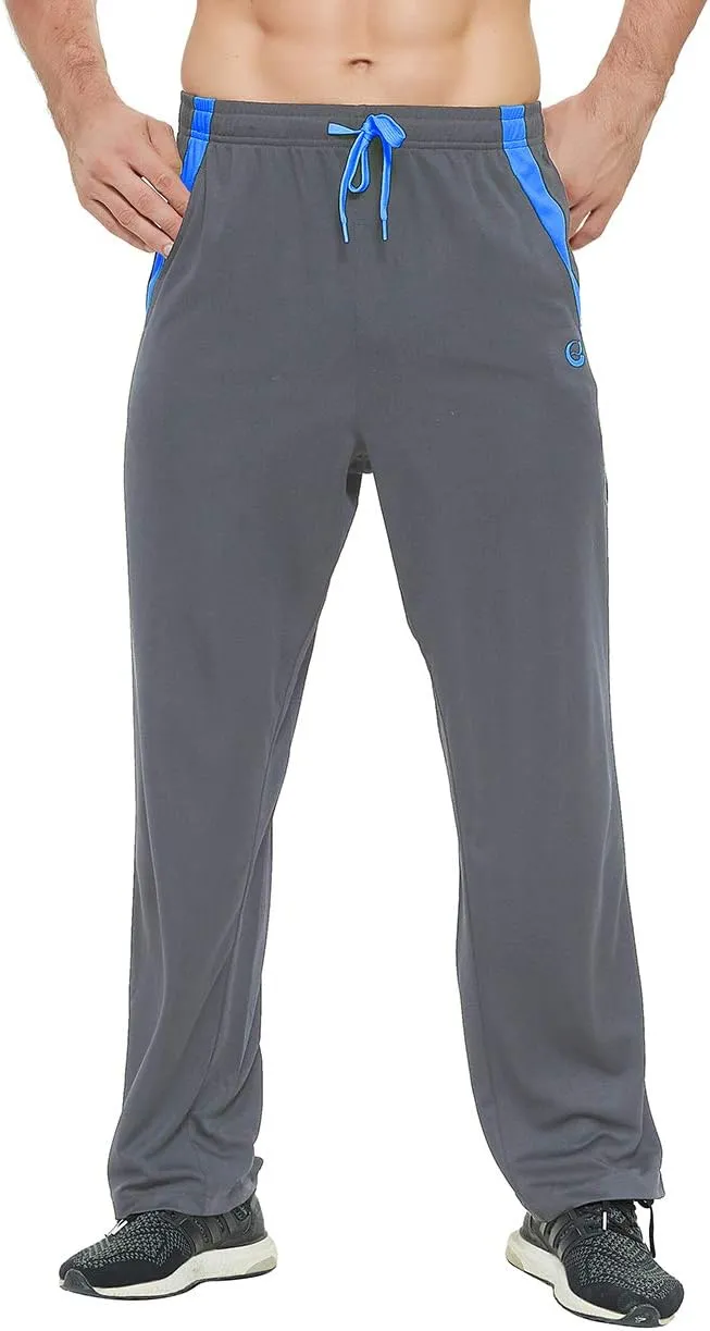 Men's Athletic Pant with Pockets Open Bottom Sweatpants for Men Workout, Exercise, Running
