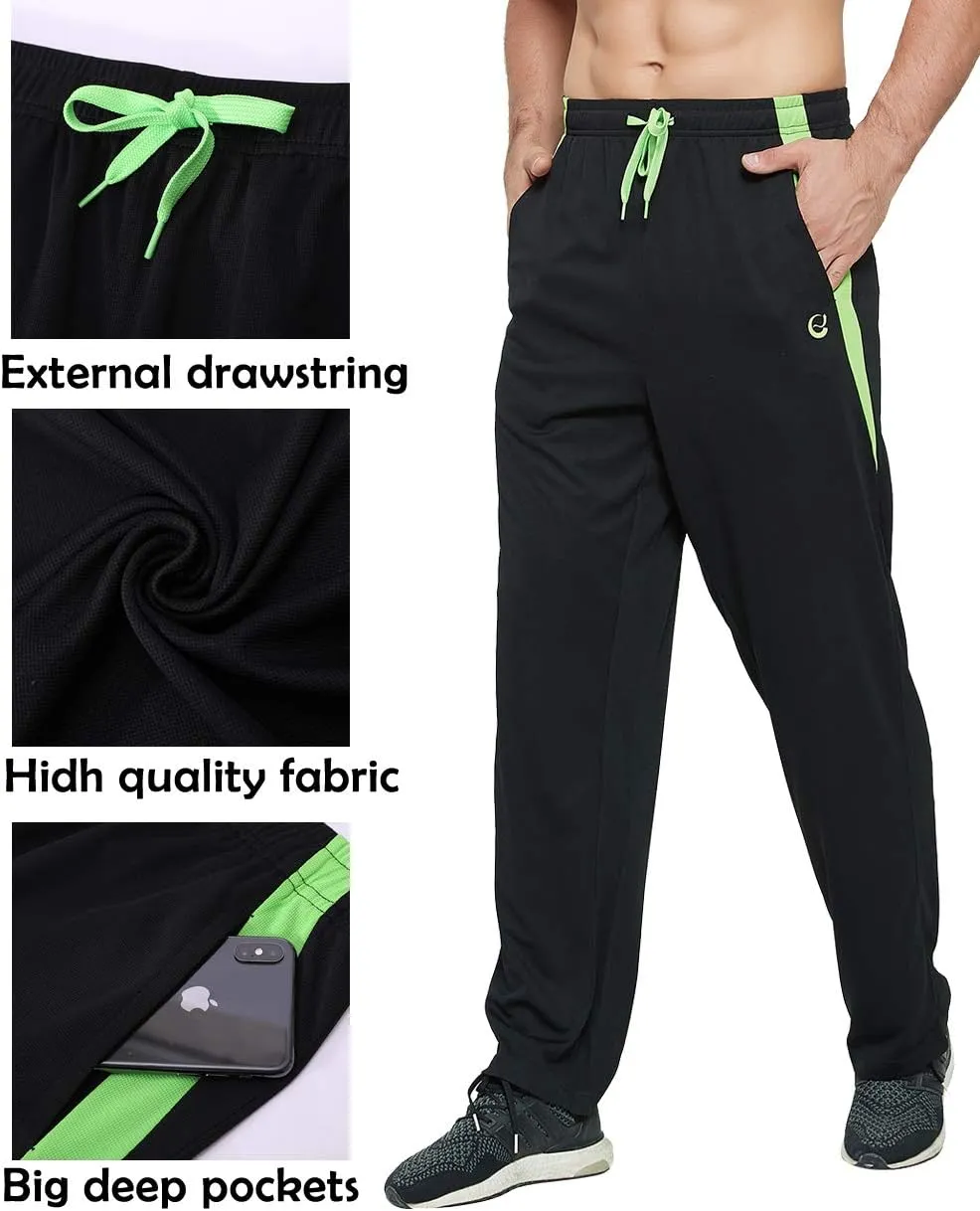Men's Athletic Pant with Pockets Open Bottom Sweatpants for Men Workout, Exercise, Running