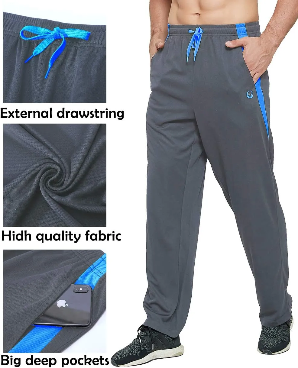 Men's Athletic Pant with Pockets Open Bottom Sweatpants for Men Workout, Exercise, Running