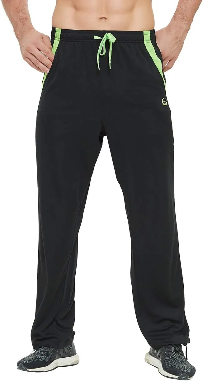 Men's Athletic Pant with Pockets Open Bottom Sweatpants for Men Workout, Exercise, Running
