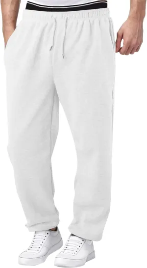Men's Cotton Casual Pants, Elastic Waist Bottom Sweatpants, Workout High Waist Lightweight Drawstring Summer Yoga Pants