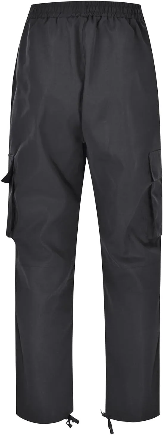 Mens Drawstring Cargo Pants Casual Solid Stretch Waist Sweatpants Athletic Running Tactical Trousers with Pockets