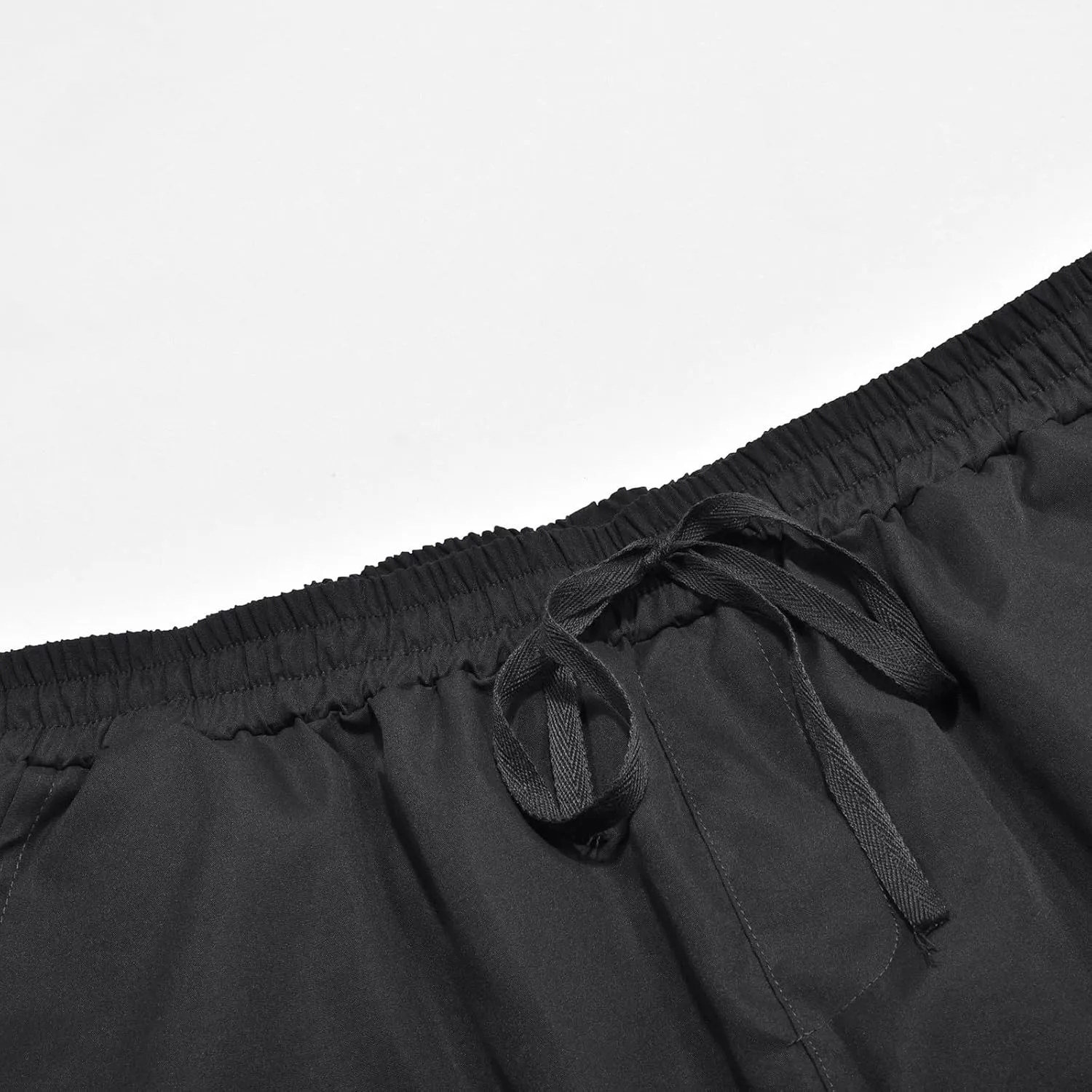 Mens Drawstring Cargo Pants Casual Solid Stretch Waist Sweatpants Athletic Running Tactical Trousers with Pockets