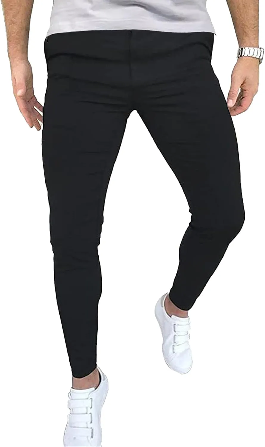 Mens Fashion Plaid Casual Feet Pants Skinny Pencil Jeans Tapered Pant Slim Fit Business Sports Pants