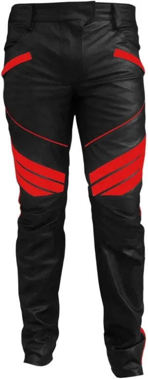 Mens HOT Style Motorcycle Bikers Real Leather Pants Jeans Trouser