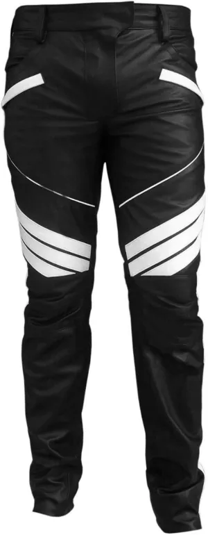 Mens HOT Style Motorcycle Bikers Real Leather Pants Jeans Trouser
