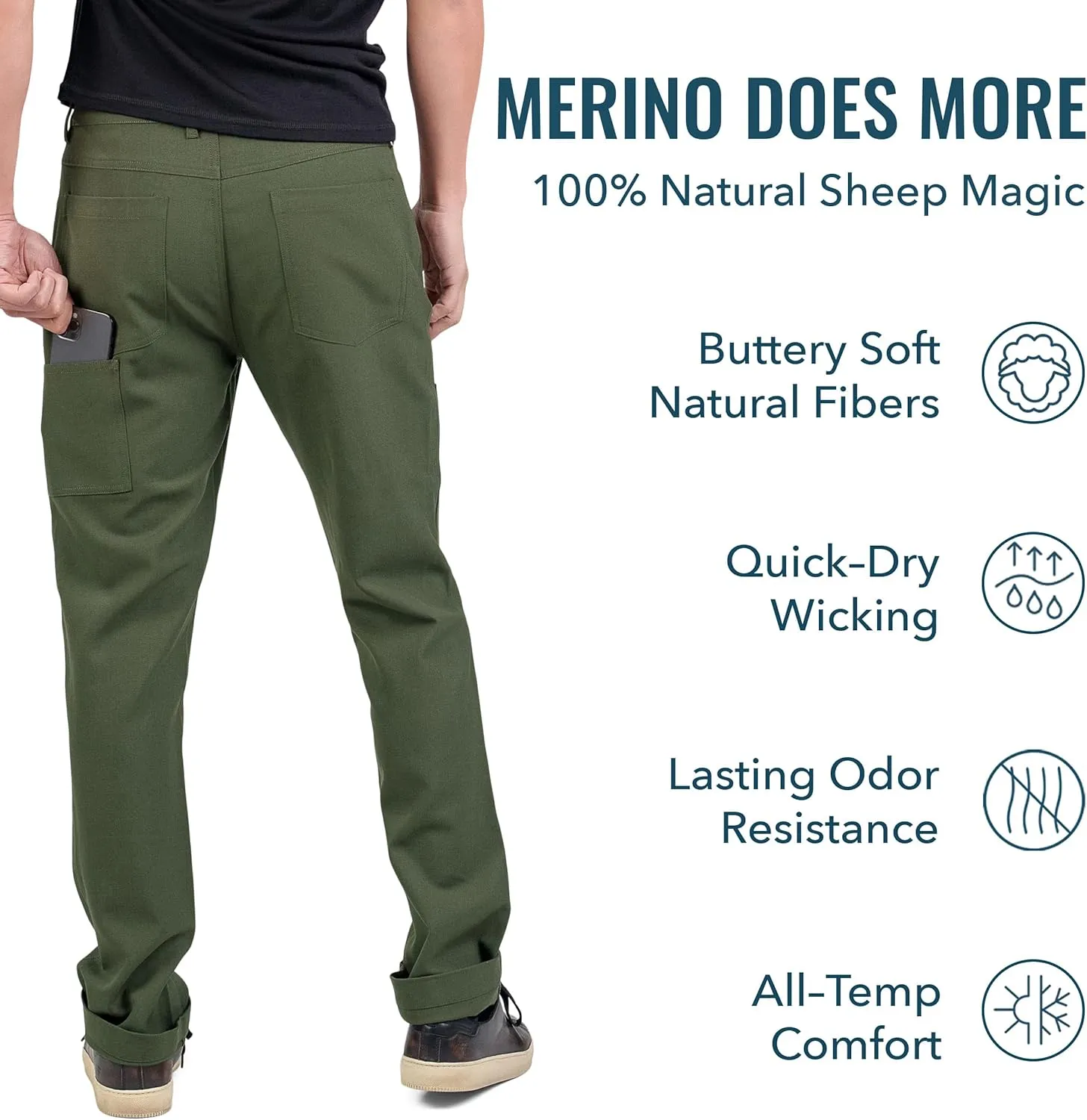 Men's Merino Longhaul Pants by Woolly | Natural Stretch, Stink Free, Seattle Designed
