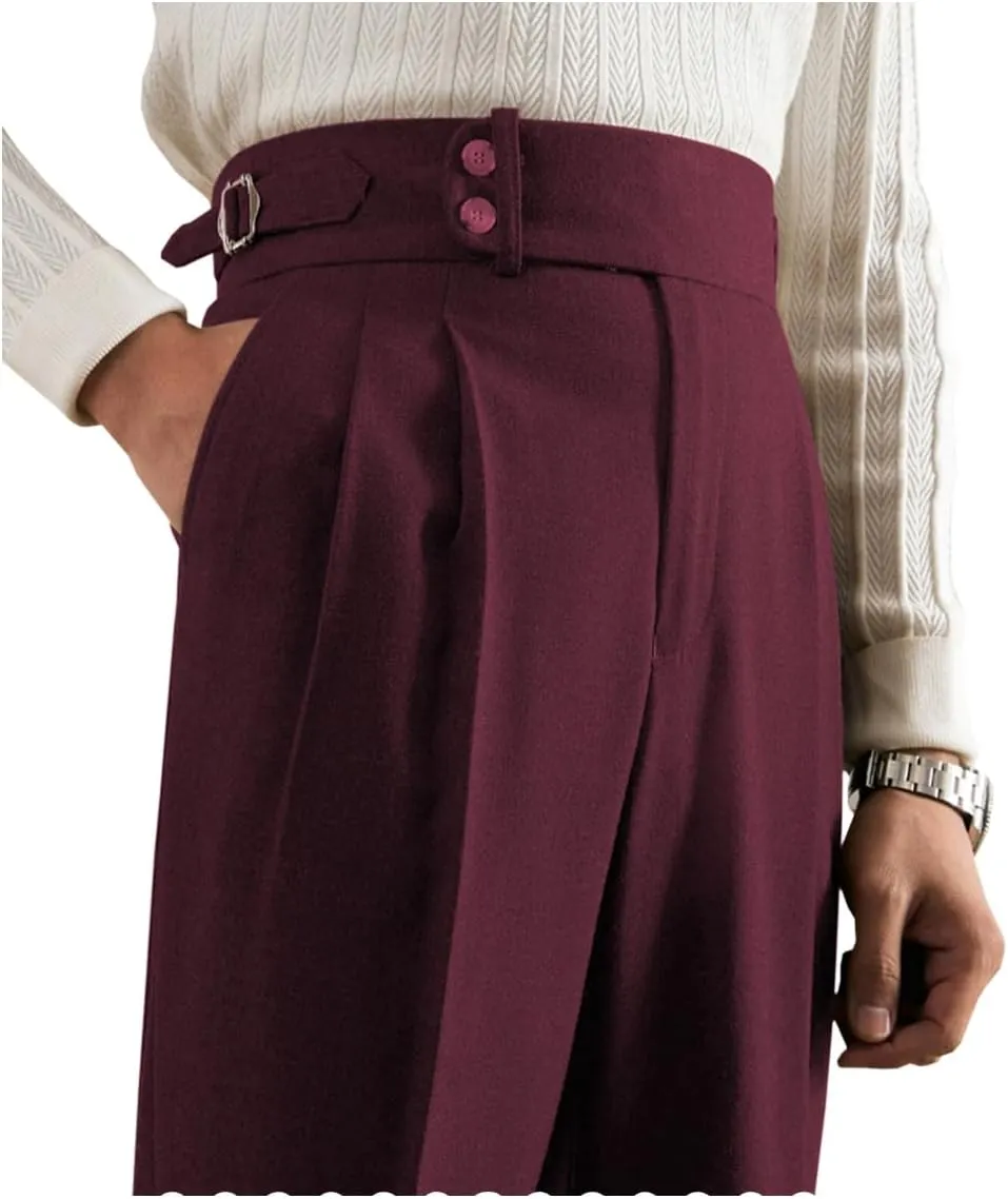 Mens Pants Classic Gurkha Lightweight Flat Front Pants Casual Work Trousers