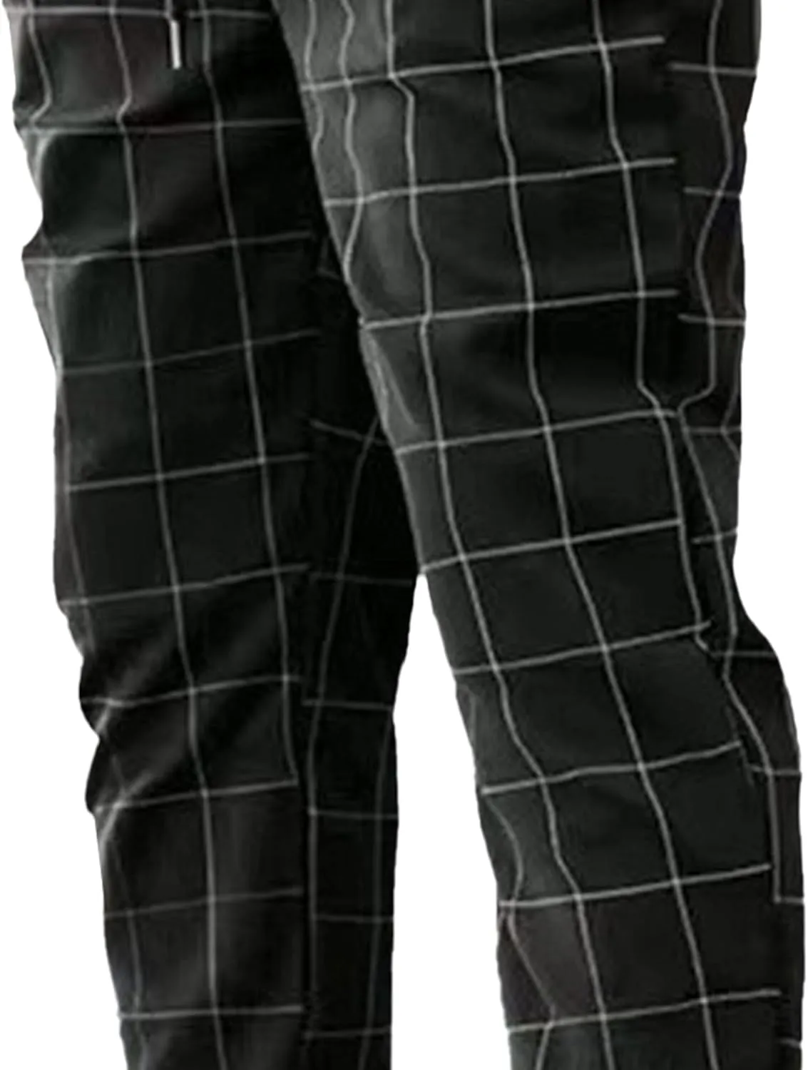 Men's Regular Plaid Slim Fit Trousers Fashion Casual Feet Suit Pants Casual Ankle Length Pencil Pants