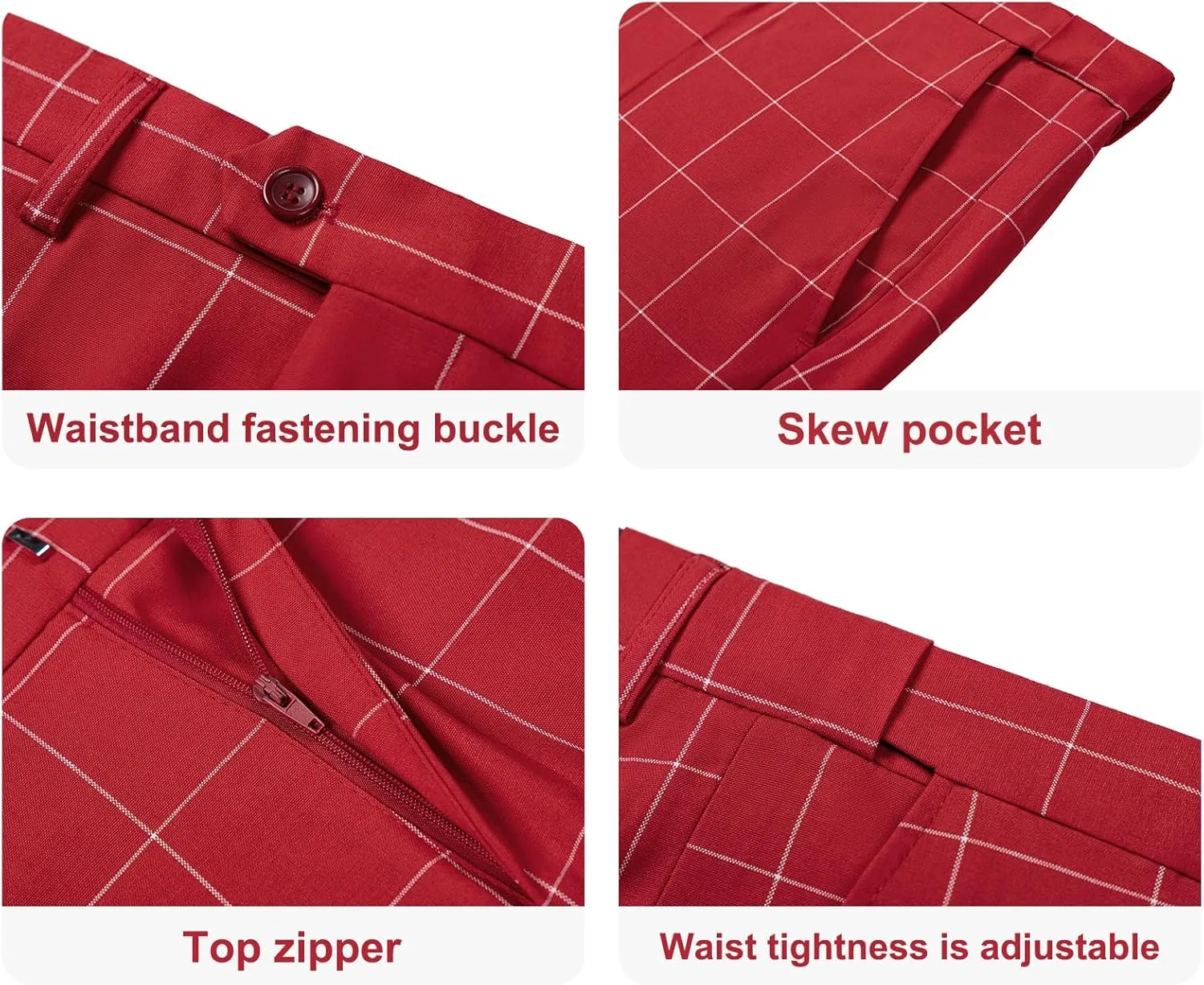 Men's Slim Fit 3 Piece Plaid Suit Set,Business Formal Attire Solid Blazer Jacket Vest Pants