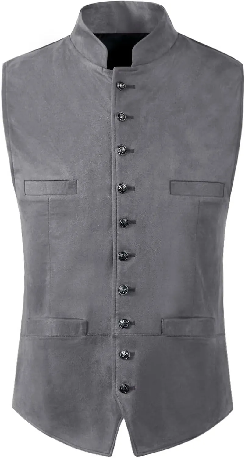 Men's Suede Leather Vest Casual Western Cowboy Jacket Wedding Waistcoat