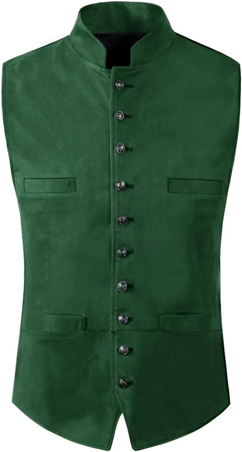 Men's Suede Leather Vest Casual Western Cowboy Jacket Wedding Waistcoat