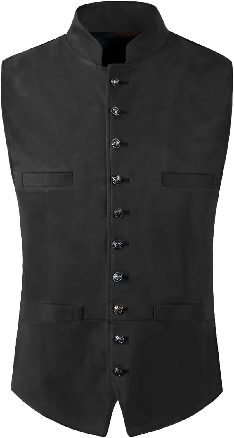 Men's Suede Leather Vest Casual Western Cowboy Jacket Wedding Waistcoat