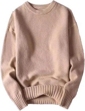 Men`S Sweater Autumn Winter Solid O-Neck Warm Thickened Pullovers Knitwear Sweater Undershirt