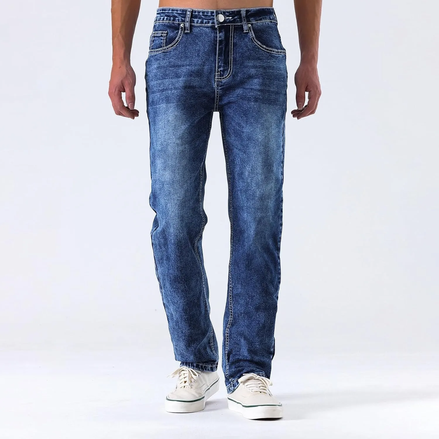 MIDOO Jeans Pants for Men Slim Fit Casual Aesthetic Jeans Straight Leg Pants Lightweight Loose Stretch Denim Pants Trousers