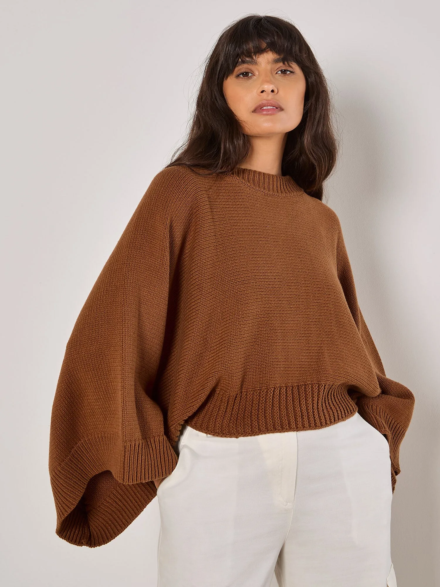 Mix Mock Neck Cape Sweater